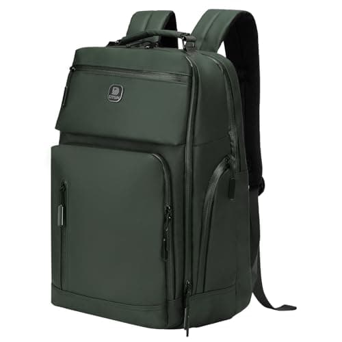DTGN Large Capacity Water Resistant Laptop Backpack, 17 Inch Airplane Approved Durable Bag for College, Business Travel, Green