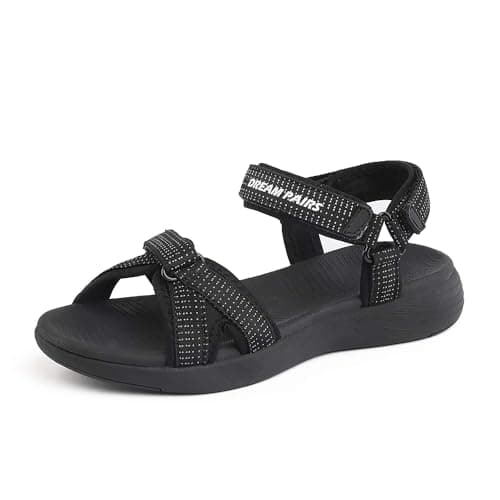 DREAM PAIRS Sandales de marche de randonnée pour femmes, soutien de la voûte plantaire, antidérapantes, à séchage rapide, légères, pour voyage en plein air, chaussures de plage d'été avec...