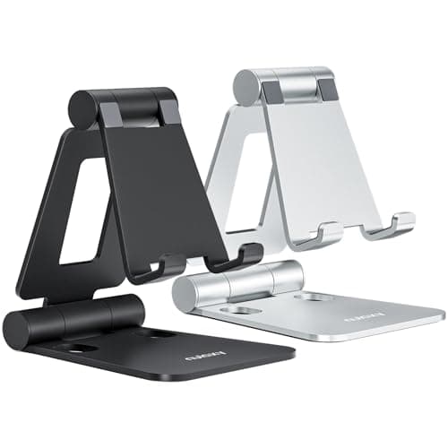 Nulaxy Lot de 2 supports de téléphone pliables doubles pour bureau, accessoires de support de téléphone portable de bureau entièrement réglables pour Office Kindle compatible avec 4-8"...