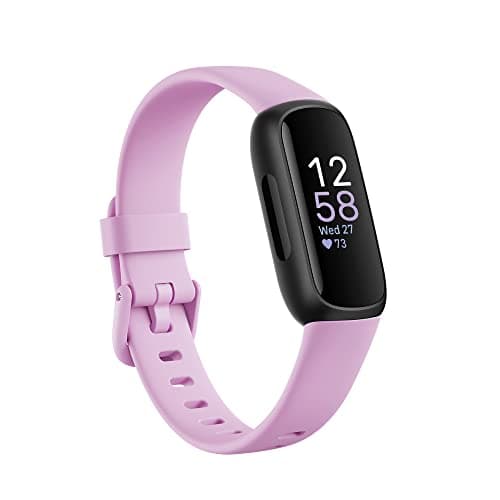 Tracker de santé et de forme physique Google Fitbit Inspire 3 avec gestion du stress, intensité de l'entraînement, suivi du sommeil, fréquence cardiaque 24h/24 et 7j/7 et plus encore, Lilas...