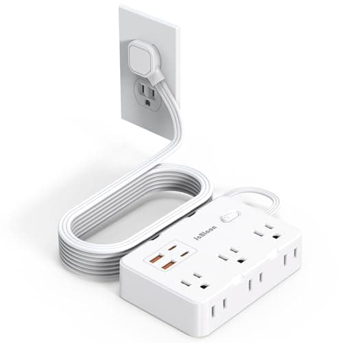 JcBlaon Multiprise avec protection contre les surtensions, 6 prises avec 3 ports USB (1 USB C), rallonge de prise à 3 côtés, prise multiple pour la maison, le bureau, l'université, le dortoir, essentiel