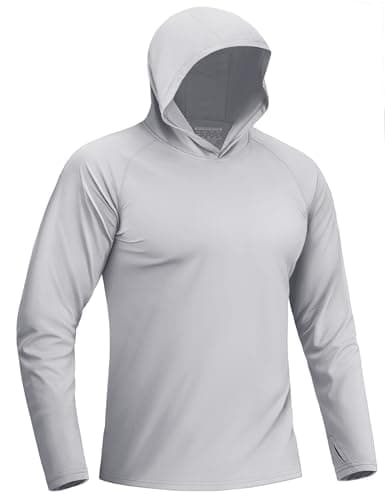 TACVASEN UPF 50 Long Sleeve Shirt Men SPF 50 Swim Shirts Mens Lightweight Hoodie Shirts Quick Dry Grey Hoodies UV Sun Protection Shirt Summer Sport...