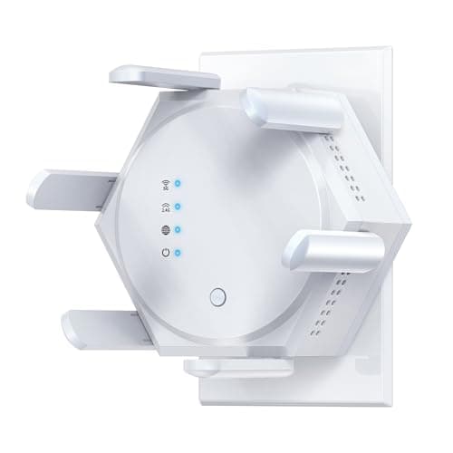 WiFi Repeater,WiFi Extender Signal Booster, 1200 Mbps Covers Up to 12880 Sq.ft and 60 Devices, Internet Booster,Dual Band 5GHz&2.4GHz with Ethernet...