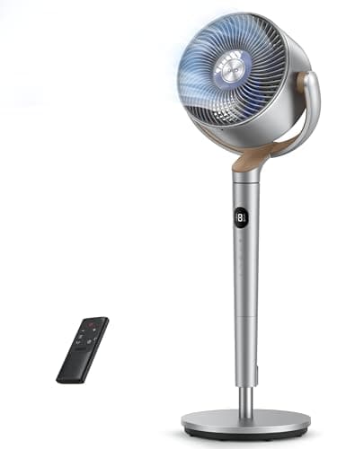 Ventilateur DREO pour chambre à coucher, ventilateur oscillant omnidirectionnel 120°+120°, 90 pieds, moteur à courant continu, ventilateurs sur pied silencieux 20 dB, 8 vitesses, circulateur 3 modes...