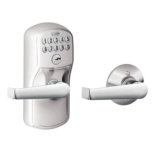 Schlage FE575 PLY 626 ELA Plymouth Keypad Entry With Auto-Lock And Elan Levers, Brushed Chrome