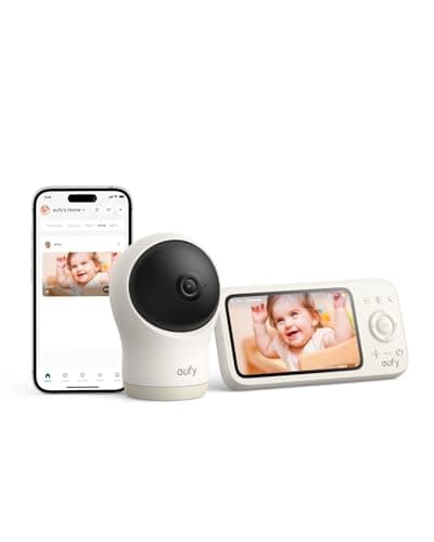 eufy Baby Monitor C10 with 2K HD Camera, 4.5" 480p Display, 4× Zoom, Pan-Tilt, Night Vision, Hybrid Wi-Fi & No Wi-Fi Connection, 12 H Battery,...
