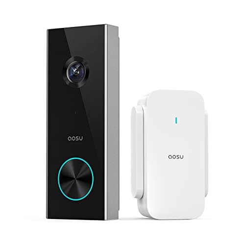 AOSU Doorbell Camera Wireless Outdoor, Battery-Powered Video Doorbell with Chime, 2K Resolution, Save Locally or to The Cloud, 2.4GHz WiFi, 180-Day...