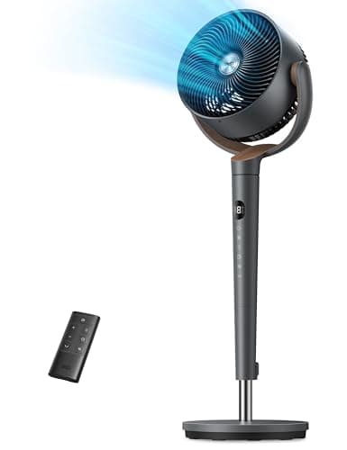 Ventilateur Dreo pour chambre à coucher, ventilateurs sur pied oscillants à 120°, ventilateur de sol silencieux avec moteur à courant continu, ventilateurs sur pied de 100 pieds pour pièce, 9 vitesses, 4 modes, 20 dB, 120°...