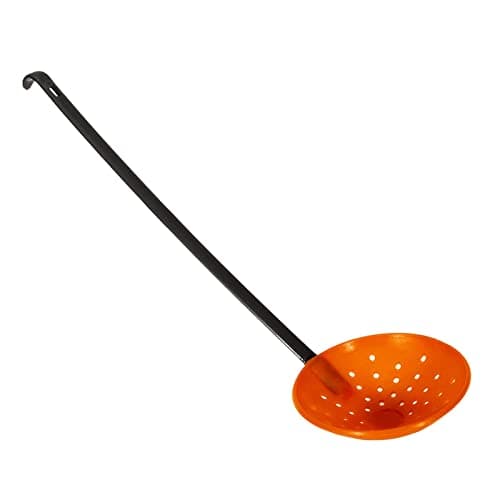 Almencla Lightweight Ice Fishing Scooper, Aluminum Spoon Scoop, Hook Design Slag Skimmer - Black Orange red