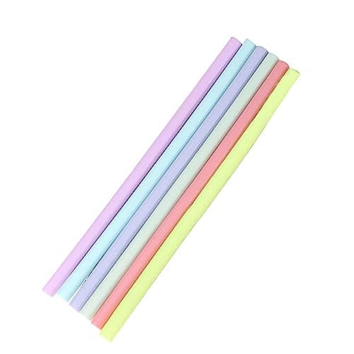 Reusable Silicone Straw, 6 Pcs Colorful Washable Food Grade Silicone Straw with Straw Cleaner