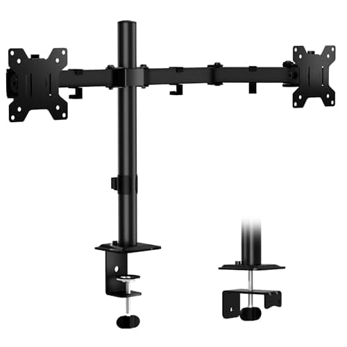 Bras pour double écran ERGOMAKER, support réglable pour double écran, support double pour bureau pour 2 écrans d'ordinateur jusqu'à 27", support double pour écran...