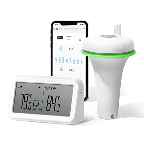 Thermomètre de piscine INKBIRD IBS-P02R avec passerelle Wi-Fi IBS-M2 combinée, ensemble de thermomètres de piscine sans fil, contrôle par application, surveillance à 9 canaux, pour...