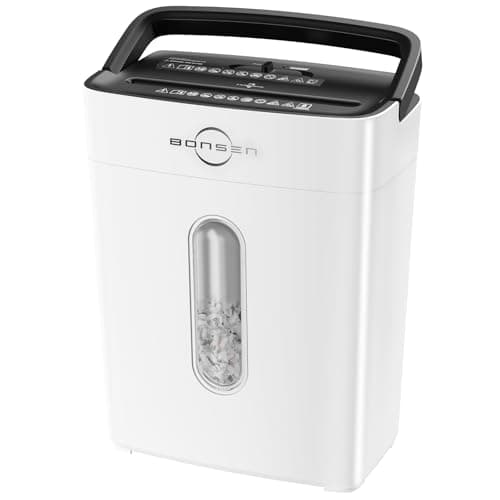 BONSEN White Paper Shredder for Home Office, 8-Sheet Cross-Cut Paper and Credit Card Small Office Shredders, High Security Level P-4 Ultra Quiet...