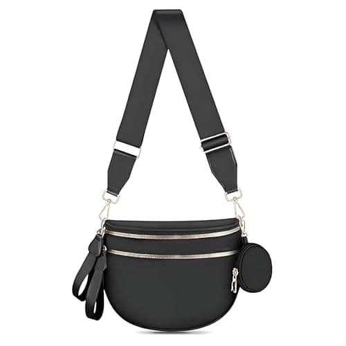 HICARRY Sac bandoulière à carreaux pour femme - Sac banane à carreaux - Sac à main bandoulière - Sac de sortie (noir)