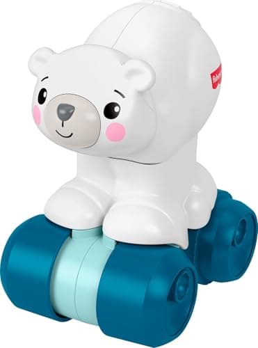 Fisher-Price Jouet pour bébé Ours polaire à ramper, véhicule d'activité sur le thème des animaux avec détails sensoriels pour les nourrissons âgés de 9 mois et plus
