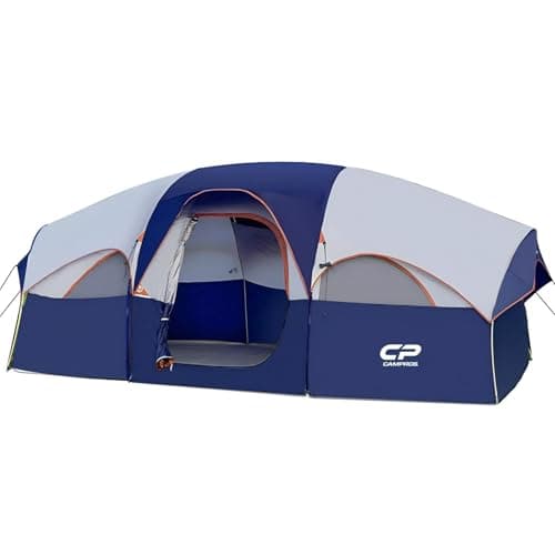 CAMPROS CP Tent 8 Person Camping Tents, Weather Resistant Family Tent, 5 Large Mesh Windows, Double Layer, Divided Curtain for Separated Room,...