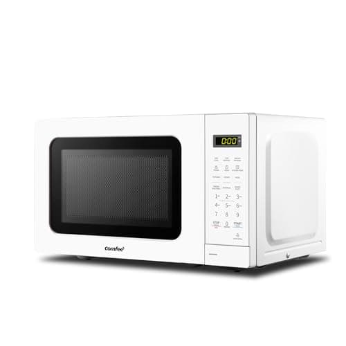 COMFEE' CM-M201K(WH) Four à micro-ondes de comptoir avec cuisson express, 6 menus prédéfinis et minuterie de cuisine, 0,7 pi³. (20L), 700W, Blanc
