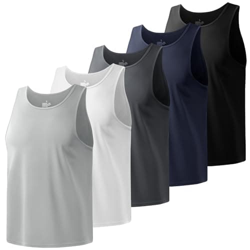 BOOJO 5 Pack Men's Gym Tank Tops - Workout Quick Dry Sleeveless T-Shirts Muscle Shirts for Athletic Bodybuilding Training