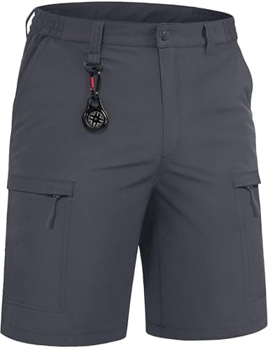 TACVASEN short cargo à séchage rapide pour homme, résistant à l'eau, léger, extensible, pour golf, tactique, extérieur, gris foncé 36