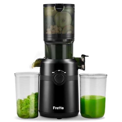 Fretta Cold Press Juicer Machines with 4.25" Large Feed Chute,Fit Whole Fruits & Vegetables Easy Clean Self Feeding,High Juice Yield,Tritan PCTG...
