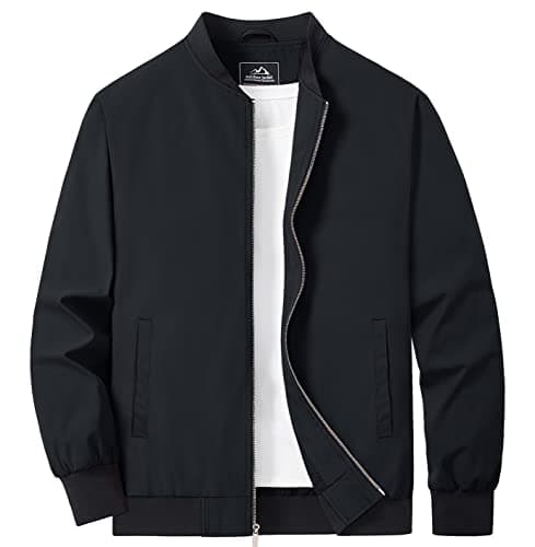 MAGCOMSEN Bomber Jacket Men Coupe-vent léger Vestes d'automne pour hommes Veste d'hiver Casual Zip Up Coupe-vent Veste de golf Résistant à l'eau Printemps...
