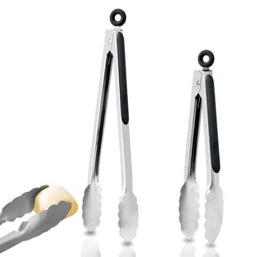 Paquet de 2 pinces de cuisine, pinces de cuisson en acier inoxydable de 9 et 12 pouces, poignée antidérapante résistante à la chaleur, pinces de verrouillage des aliments robustes