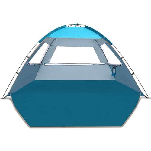 COMMOUDS Pare-soleil de tente de plage pour 3/4-5/6-7/8-10 personnes, tente auvent de plage UPF 50+, légère, facile à installer et à transporter