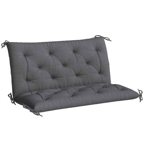Coussin de balançoire de porche Outsunny Coussin de banc de jardin avec dossier, coussin souple antidérapant 2 places, remplacement de tapis de chaise pivotante pour intérieur et extérieur,...