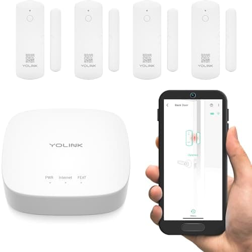 Kit de démarrage YoLink Smart Home : 4 capteurs de porte/fenêtre et kit hub, compatible avec Alexa, IFTTT, application pour la surveillance à distance, le contrôle et les alertes, porte...