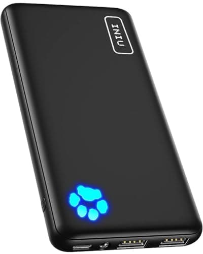 Banque d'alimentation INIU, chargeur portable USB C in&Out le plus fin 10 000 mAh, batterie externe triple 3 A à charge rapide, chargeur de téléphone avec lampe de poche pour...