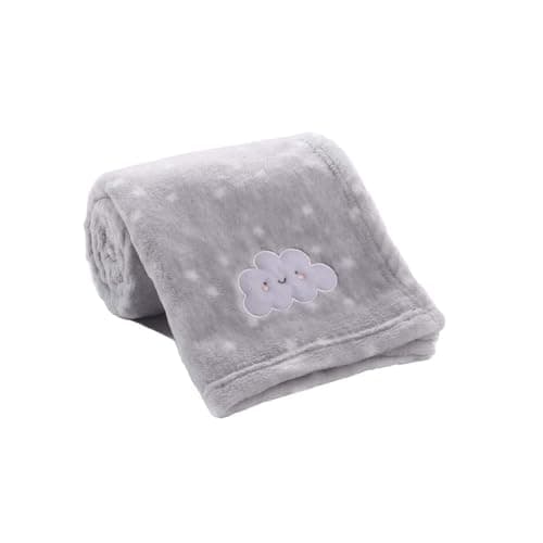 CREVENT Petite couverture moelleuse et chaude pour bébé garçon, bébé, berceau, poussette (75 cm x 100 cm, nuage gris)