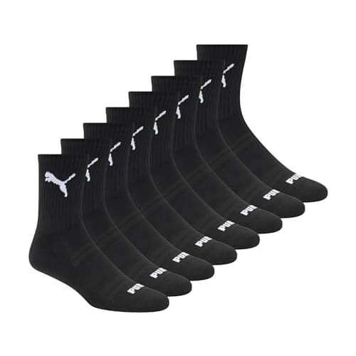 PUMA Lot de 8 chaussettes athlétiques rembourrées pour homme, noir/blanc, 10-13