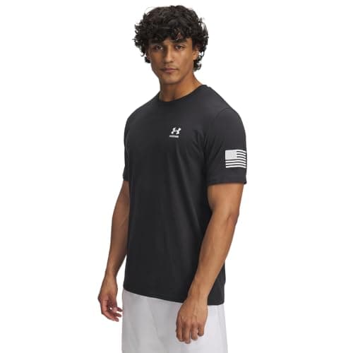 Under Armour Freedom Flag T-shirt à manches courtes pour hommes, (001) Noir//Blanc, Grand
