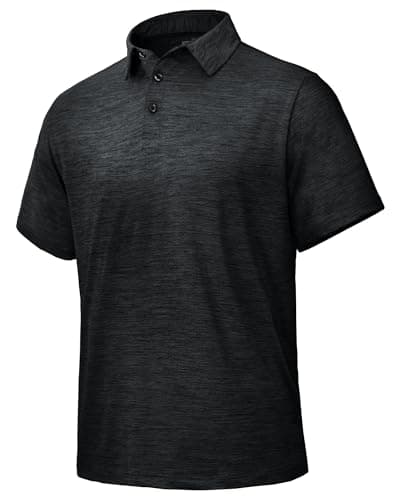 BOOJO Polo Shirts for Men - Quick Dry Moisture Wicking Black Short Sleeve Performance Golf T Shirts for Casual Work Athletic