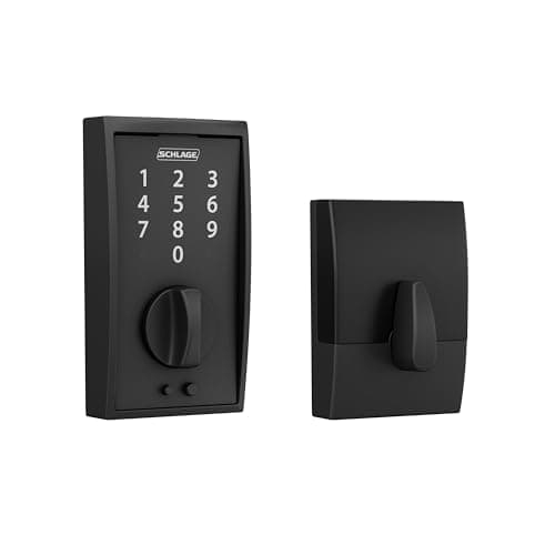 Schlage Touch Century Electronic Deadbolt Lock with Touchscreen Keypad, Keyless Front Door Entry, Matte Black, BE375 CEN 622