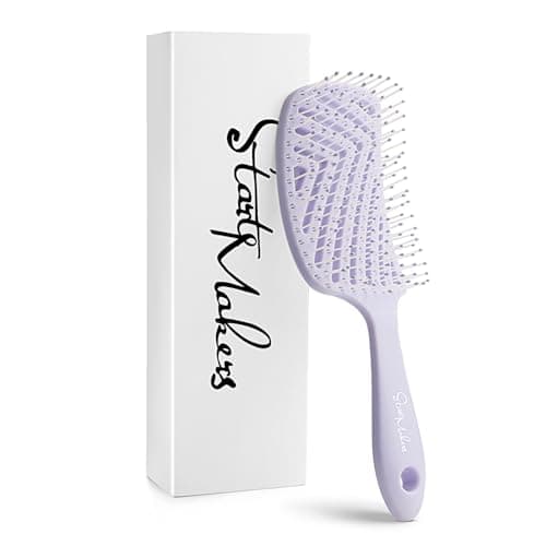 Brosse à cheveux START MAKERS, brosse démêlante ventilée professionnelle pour cheveux raides épais et bouclés humides et secs, brosse large à palette pour hommes et femmes, démêlante incurvée...