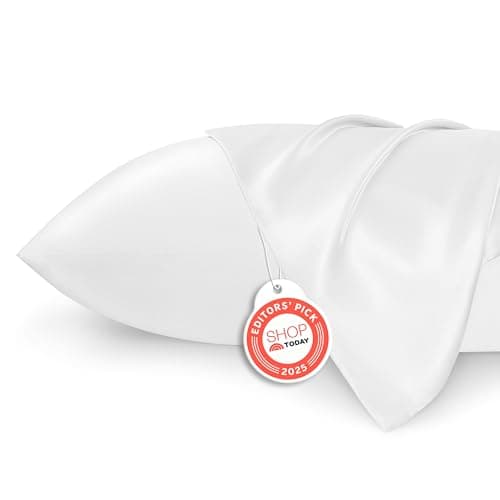 Bedsure Satin Pillow Case Queen Size 2 Pack - Similar to Silk Pillow Cases, White Pillowcases for Hair and Skin with Envelope Closure, Gifts for...