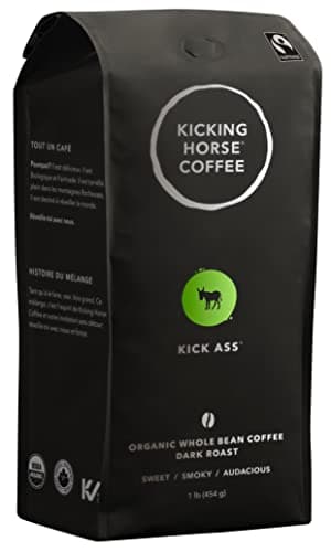 Kicking Horse Coffee, Kick Ass, Dark Roast, Whole Bean, 1 lb - Certified Organic, Fairtrade, Kosher Coffee