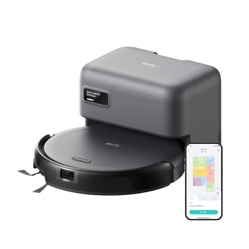 Robot aspirateur eufy C10 avec station de vidage automatique, jusqu'à 60 jours de nettoyage mains libres, brosse d'expansion des bords, aspirateur robot ultra-mince de 2,85 pouces,...