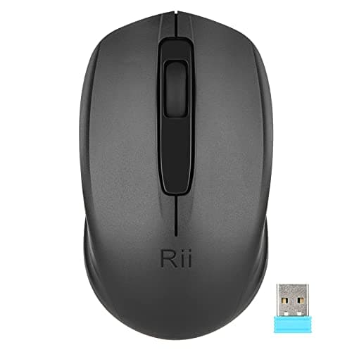 Rii Souris sans fil RM100, souris d'ordinateur silencieuse avec récepteur USB, souris silencieuse sans fil pour PC, ordinateur portable, Chromebook, ordinateur portable (noir, normal)