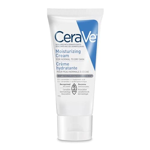 CeraVe Crème hydratante format voyage hydratant quotidien pour le visage et le corps pour peaux normales à sèches avec acide hyaluronique sans parfum, 57 grammes