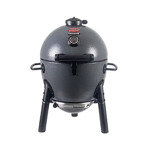 Char-Griller® AKORN® Jr. Gril et fumoir au charbon de bois Kamado portable avec grilles en fonte et couvercle verrouillable avec 155 pouces carrés de cuisson en frêne,...