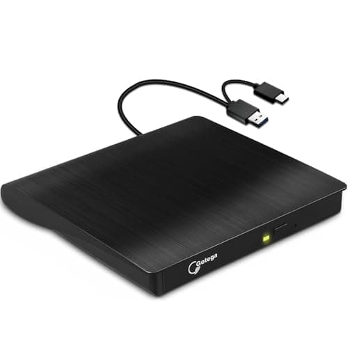 Lecteur DVD externe Gotega USB 3.0 Type C USB C Lecteur de disque CD/DVD +/-RW portable Lecteur DVD externe pour ordinateur portable Lecteur graveur CD/DVD ROM Compatible...