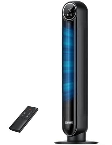 DREO 28dB Tower Fan for Bedroom, 25ft/s Velocity Portable Cooling Fan, 90° Oscillating Standing Fans for Home, LED Display, 4 Speeds, 4 Modes,...