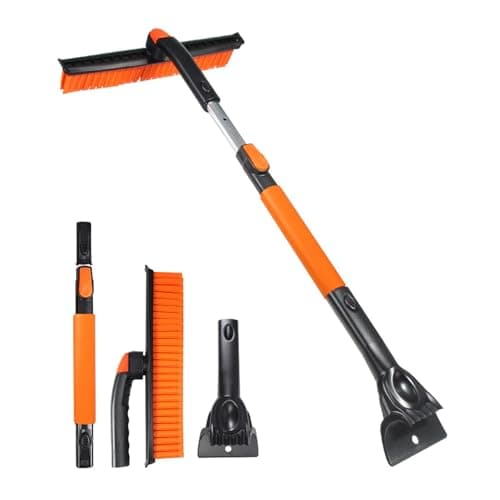 Brosse à neige et grattoir à glace pour voiture TrendyChic de 42 pouces, outil de déneigement extensible 2 en 1 avec tête de brosse pivotante à 360° et poignée en mousse sans rayures pour...