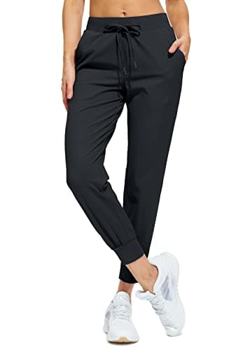 Libin Pantalon de jogging pour femme - Pantalon de survêtement athlétique avec poches - Pantalon décontracté effilé pour l'entraînement, le salon, noir M