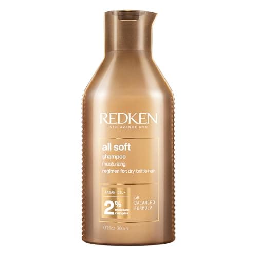 Redken All Soft Shampoo, pour cheveux secs/cassants, hydrate et procure une douceur et une brillance intenses, avec de l'huile d'argan