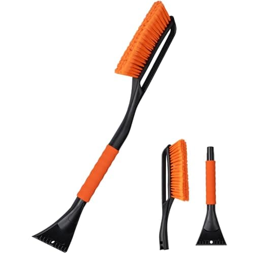 CGACOL Grattoirs à glace 27" pour pare-brise de voiture Brosse à neige Retrait des grattoirs à neige amovibles avec poignée ergonomique en mousse pour C...