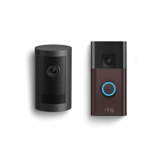 Sonnette à batterie Ring, bronze vénitien avec Ring Outdoor Cam Plus, noir