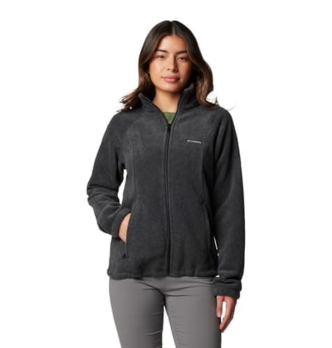 Columbia Women's Benton Springs Full Zip Jacket, Soft Fleece with Classic Fit, Charcoal Heather, 1X